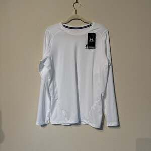 Under Armour Mens HeatGear Armour Long Sleeve Compression Top - White